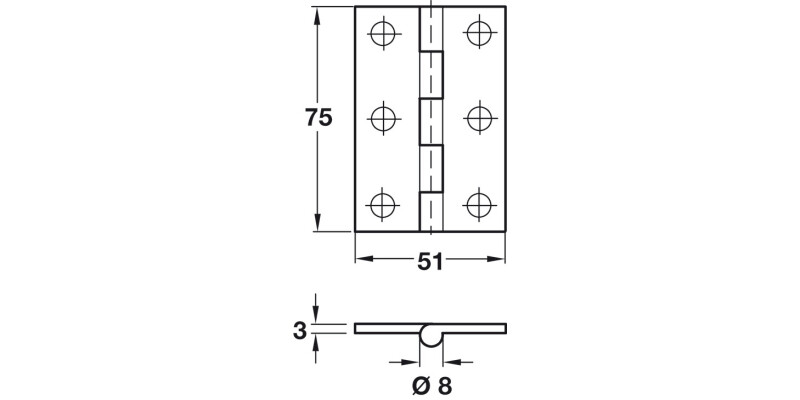Butt Hinge Heavy Gauge 76x50mm Brs BP