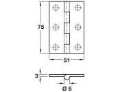 Butt Hinge Heavy Gauge 76x50mm Brs BP