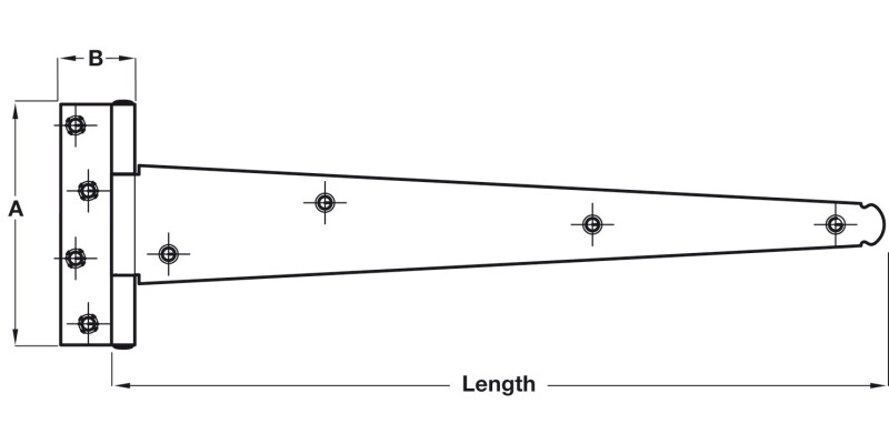 Med Pattern Tee Hinge 461x130mm St Blk