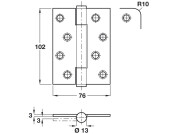 Butt Hinge Conc B Sqr 102x76mm 304 M.Bnz