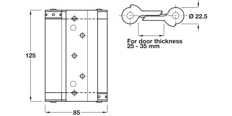 Spring Hinge Dbl Act 125x85mm St Slv