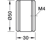 Tocco Knob ZA Bru Nkl Plt 50x30mm