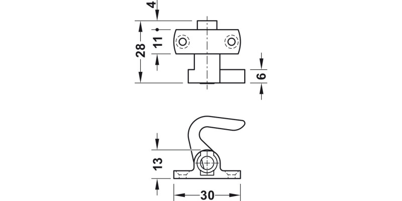 Espagnolette Top+Btm Catch Hooks LH Zinc