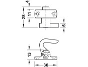 Espagnolette Top+Btm Catch Hooks LH Zinc