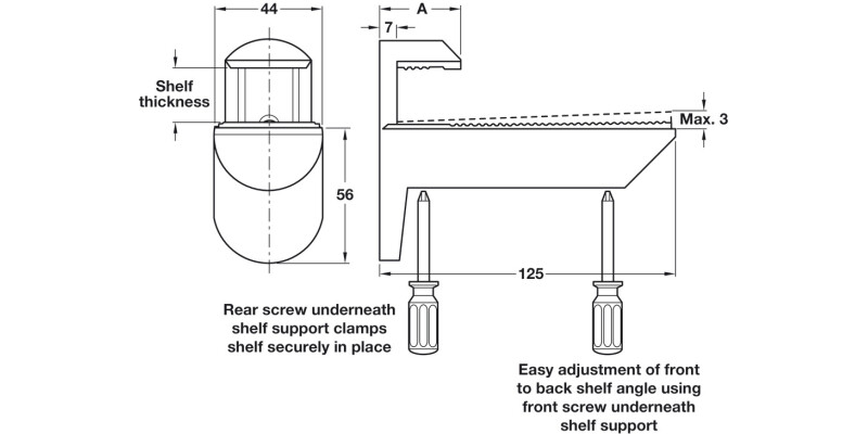 Kaiman Shelf Support 7-41mm ZA/Pl M. Blk
