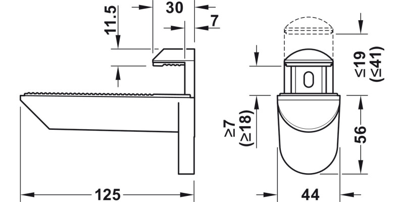 Kaiman Shelf Support 7-41mm ZA/Pl M. Blk