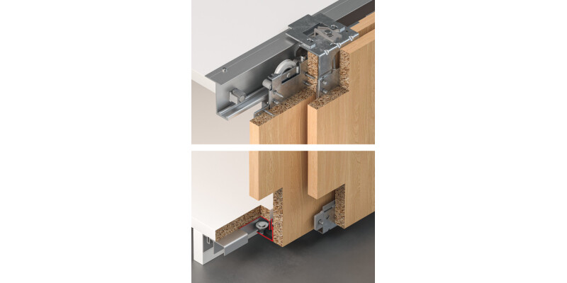 Fitting Set, for Sliding Cabinet and Wardrobe Doors, Slido F-Line42 50A
