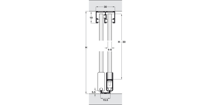 Hafele Display Gls Sld Dr 2Dr 4mm 1.2m