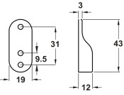W/Robe Socket  for Oval Rails ZA M.Blk