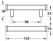 Thaxted Pull Hdl Brs Pol Nkl 96mm cc