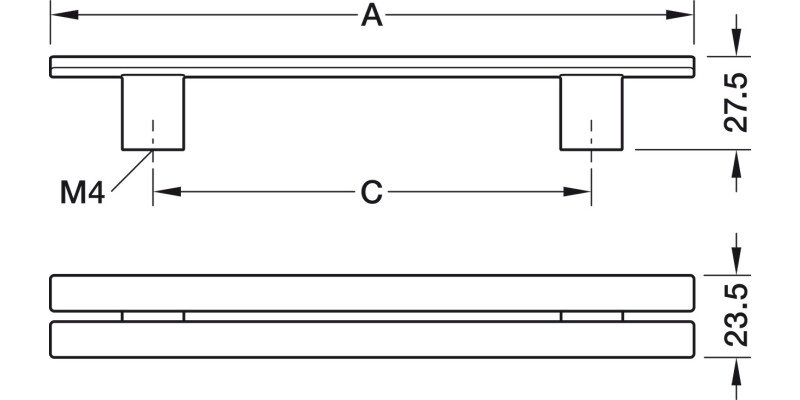 Split Pull Hdl ZA Matt Blk 128mm cc
