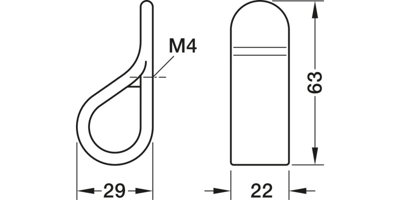 Belt Loop Knob ZA Matt Blk 22x63mm