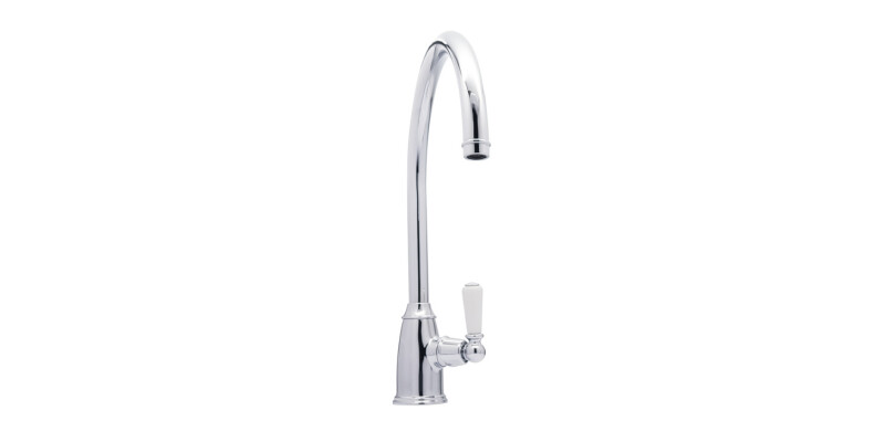 Mixer Tap, Single Lever, with Porcelain Handles, C-Spout, Bidbury & Co. Malvern