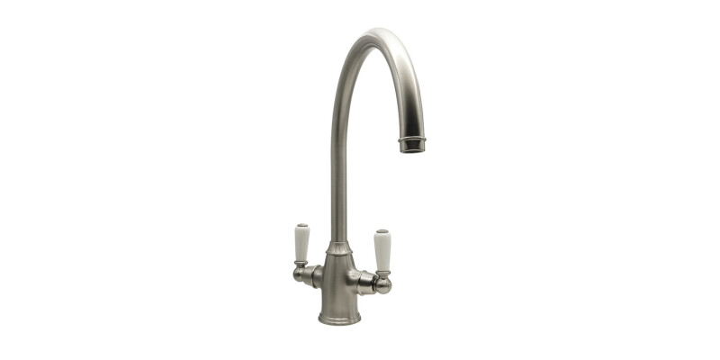 Mixer Tap, Dual Lever, with Porcelain Handles, C-spout, Bidbury & Co. Amesbury