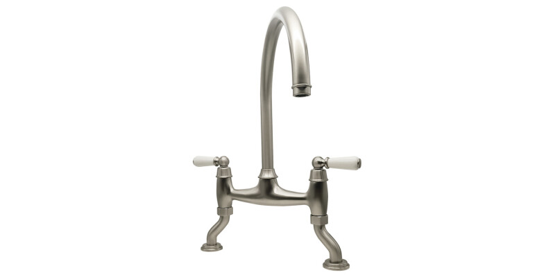 Traditional Bridge Tap, Dual Lever, with Porcelain Handles, Bridge C-spout, Bidb
