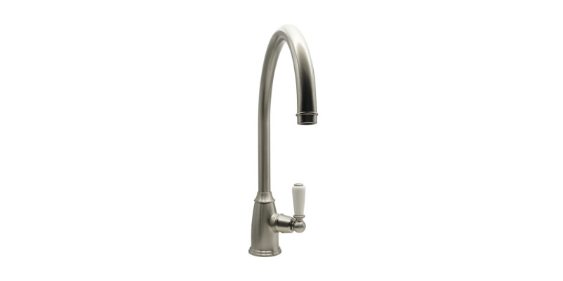 Mixer Tap, Single Lever, with Porcelain Handles, C-Spout, Bidbury & Co. Malvern