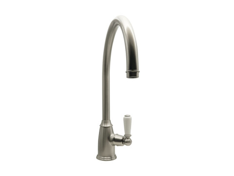Mixer Tap, Single Lever, with Porcelain Handles, C-Spout, Bidbury & Co. Malvern