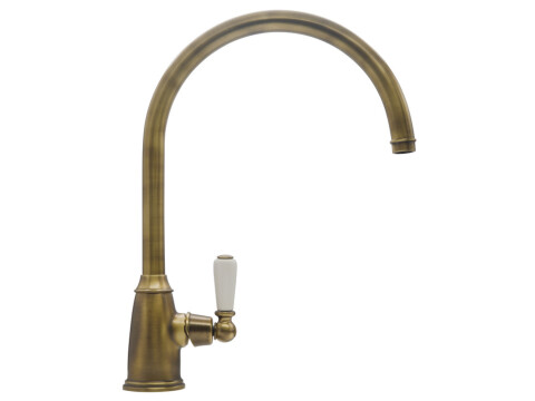 Mixer Tap, Single Lever, with Porcelain Handles, C-Spout, Bidbury & Co. Malvern