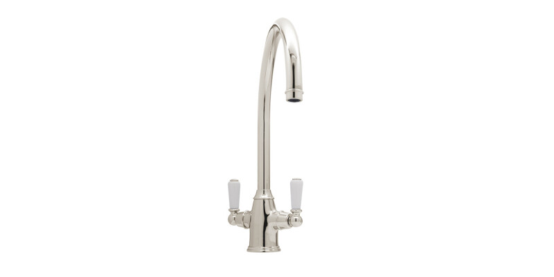 Mixer Tap, Dual Lever, with Porcelain Handles, C-spout, Bidbury & Co. Amesbury