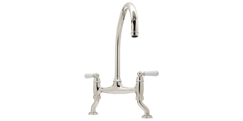 Traditional Bridge Tap, Dual Lever, with Porcelain Handles, Bridge C-spout, Bidb