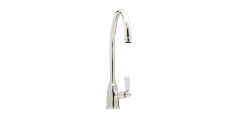 Mixer Tap, Single Lever, with Porcelain Handles, C-Spout, Bidbury & Co. Malvern