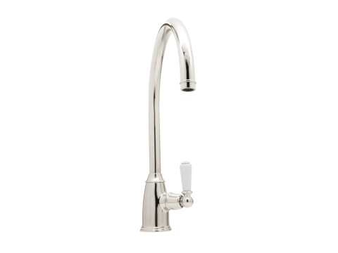 Mixer Tap, Single Lever, with Porcelain Handles, C-Spout, Bidbury & Co. Malvern