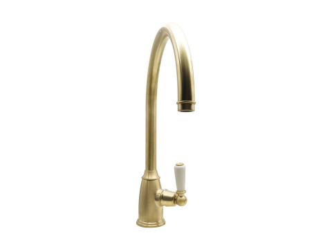 Mixer Tap, Single Lever, with Porcelain Handles, C-Spout, Bidbury & Co. Malvern