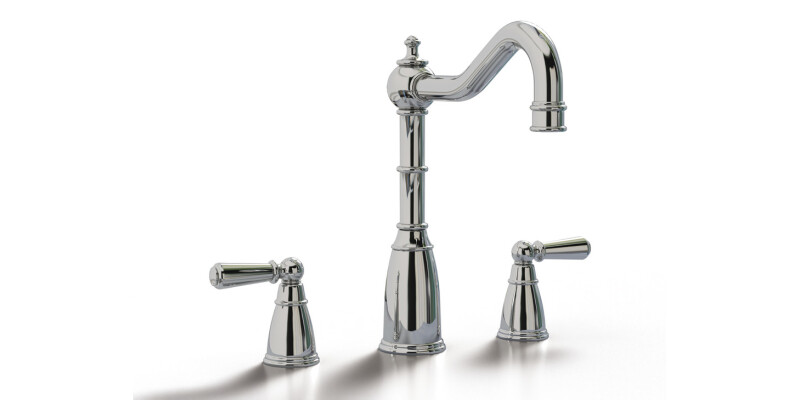 3-Hole Mixer Tap, Dual Lever, 3-Hole with Metal Lever Handles, Country Style Spo