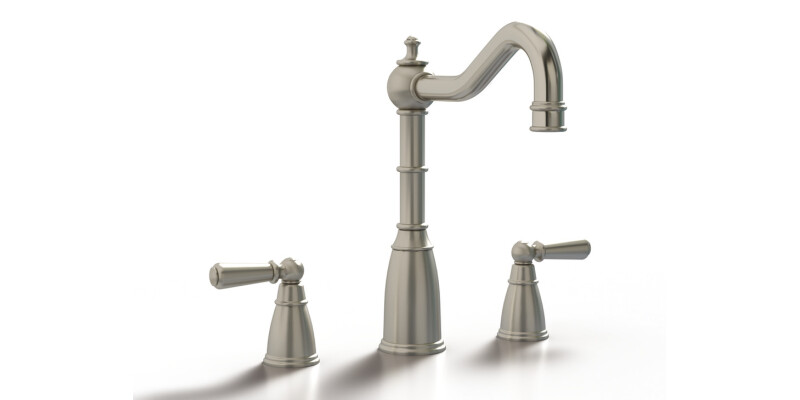 3-Hole Mixer Tap, Dual Lever, 3-Hole with Metal Lever Handles, Country Style Spo