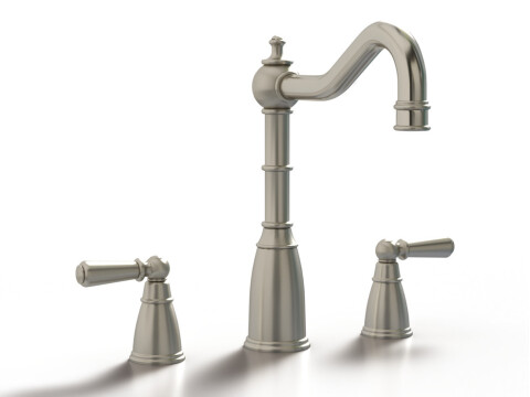 3-Hole Mixer Tap, Dual Lever, 3-Hole with Metal Lever Handles, Country Style Spo