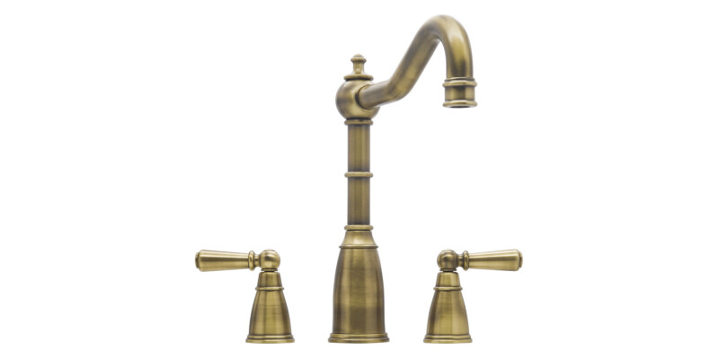 3-Hole Mixer Tap, Dual Lever, 3-Hole with Metal Lever Handles, Country Style Spo