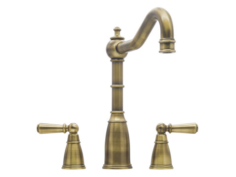 3-Hole Mixer Tap, Dual Lever, 3-Hole with Metal Lever Handles, Country Style Spo