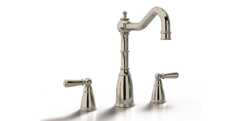 3-Hole Mixer Tap, Dual Lever, 3-Hole with Metal Lever Handles, Country Style Spo