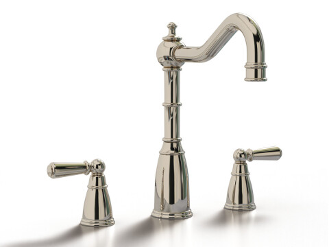 3-Hole Mixer Tap, Dual Lever, 3-Hole with Metal Lever Handles, Country Style Spo