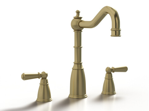 3-Hole Mixer Tap, Dual Lever, 3-Hole with Metal Lever Handles, Country Style Spo