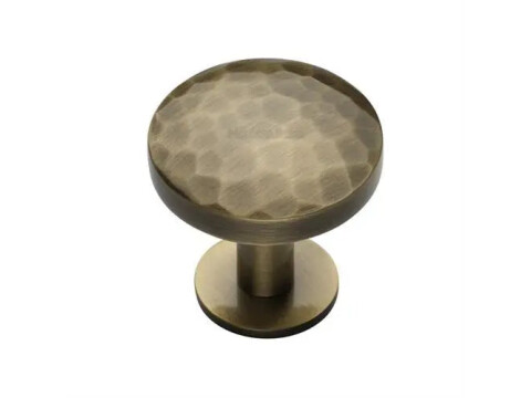 M.Marcus Heritage Brass Round Hammered Cupboard Knob on Rose
