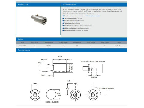 RADIAL PIN TUMBLER LOCK 4339