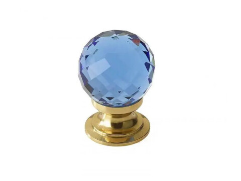 Blue Glass Faceted Cupboard Knob