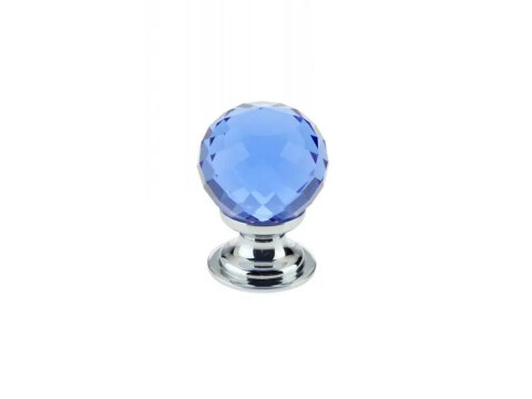 Blue Glass Faceted Cupboard Knob