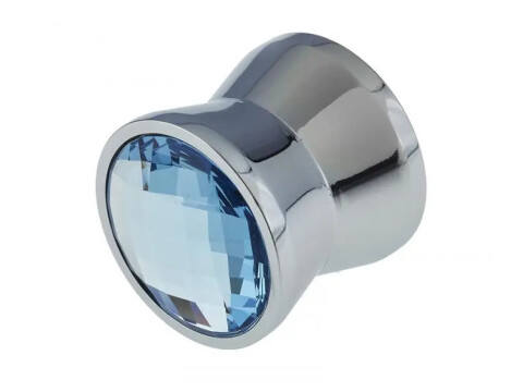 Blue Swarovski Crystal Tapered Cabinet Knob - Polished Chrome - 23mm