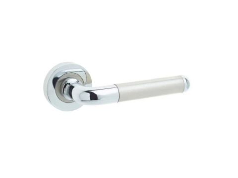 Olivia Door Handle on Rose - Polished Chrome & Satin Nickel - Pair