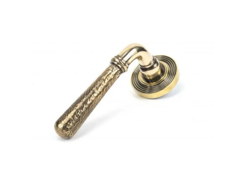 Hammered Newbury Door Handle on Beehive Rose - Pair