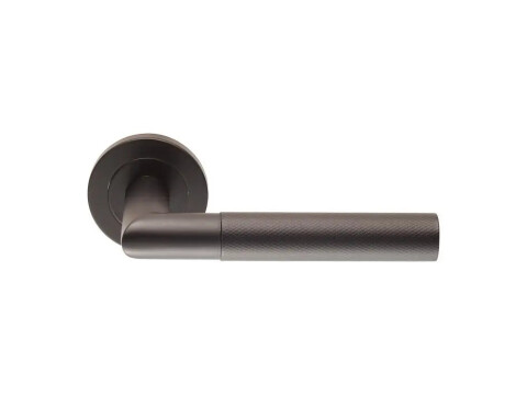 Crown Knurled Lever Door Handle on Rose - Pair