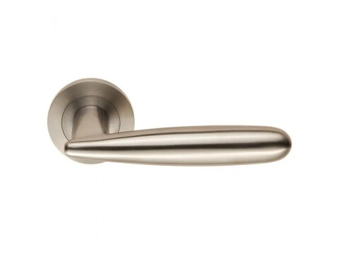 SWL Cervino Door Handle on Rose - Bright Stainless Steel - Pair