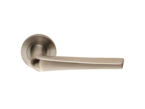 SWL Plaza Door Handle on Rose - Satin Stainless Steel - Pair