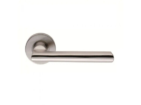Carlton Door Handle on Sprung Rose - Satin Stainless Steel - Pair