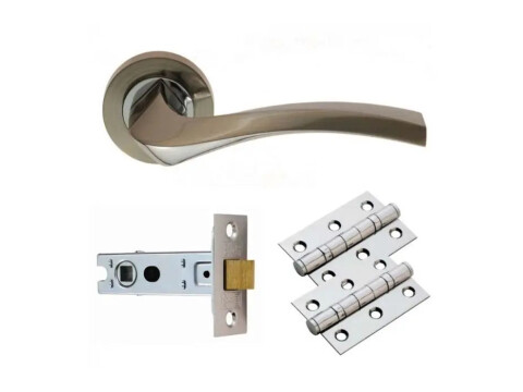 Sines Door Handle Pack - Satin Nickel And Polished Chrome