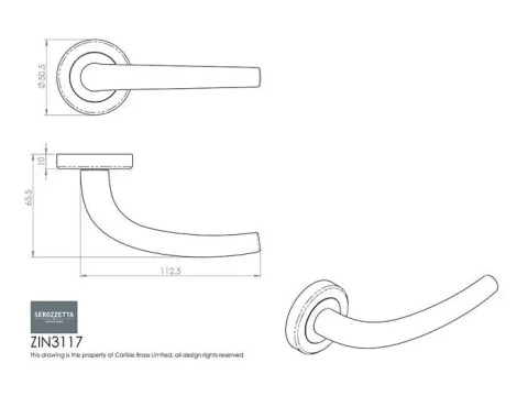 Serozzetta Classic Door Handle On Rose - Pair