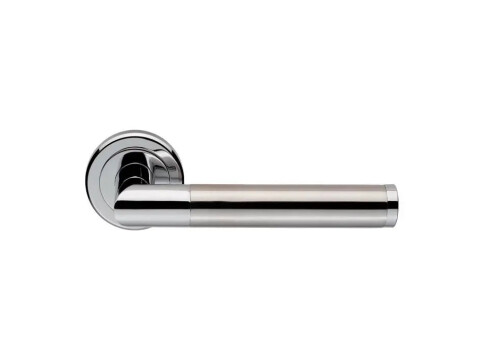 Serozzetta - Trend Door Handle on Rose - Polished Chrome and Satin Nickel - Pair