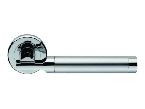 Serozzetta - Azul Door Handle on Rose - Satin and Polished Chrome - Pair